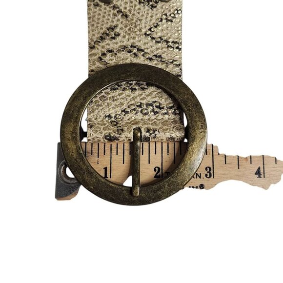 Streets Ahead Retro Wide Western Snakeskin Print Leather Belt with Brass Buckle - Picture 7 of 8
